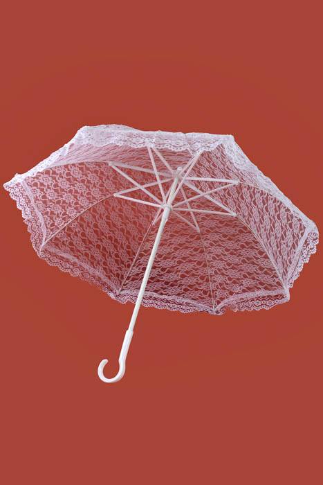 20" Lace Parasol White