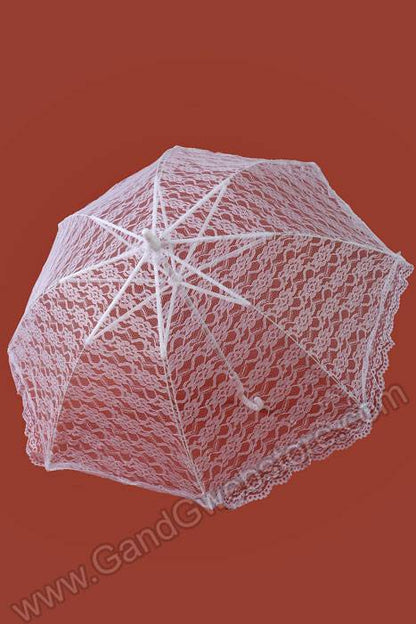 20" Lace Parasol White