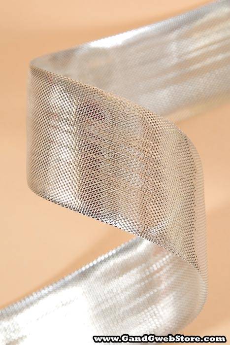 1-7/16 X 25yds Metalique Ribbon Silver
