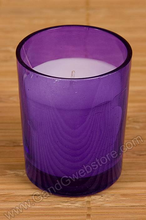 2.5" X 2" Votive Candle W/glass Purple Pkg/25