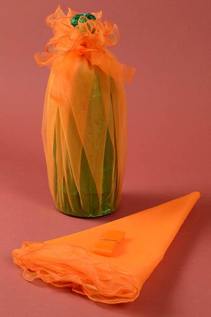 28" Round Organza Wine Bottle Wrap Orange Pkg/6
