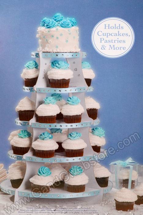 15" X 20" Round Paper Dessert Tower White