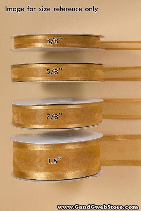 Sheer Satin W/gold Trim Ribbon - Ivory 