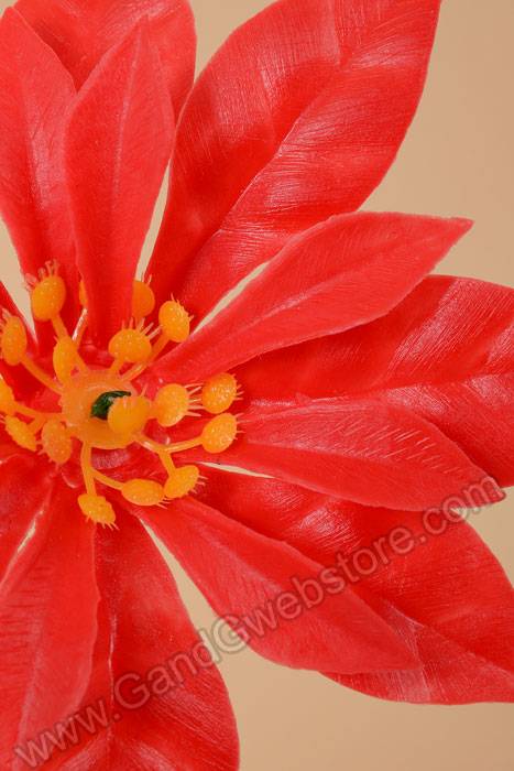 7" Plastic Poinsettia W/soft Wire Red Pkg/100