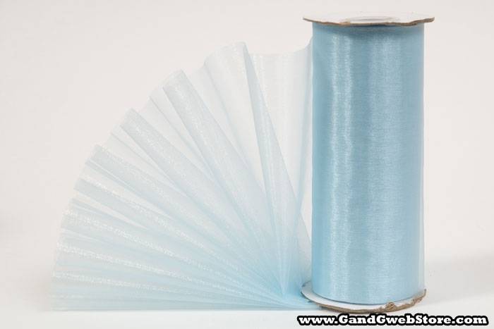 6" X 25yds Organza Light Blue