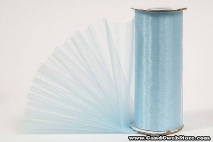 6" X 25yds Organza Light Blue