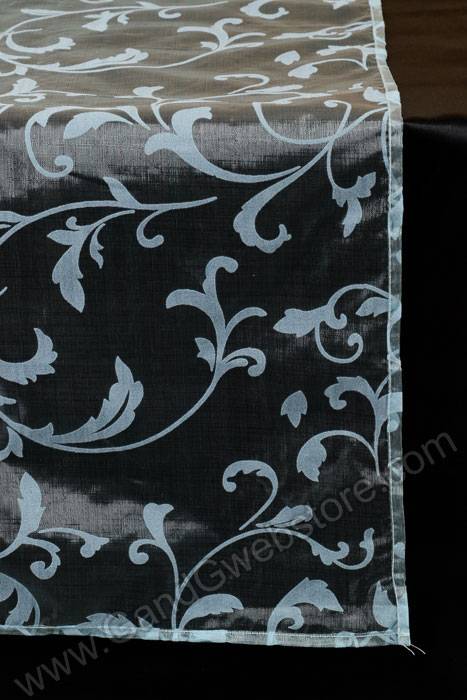 25" X 3yds Sheer/flocked Damask Sheet Light Blue