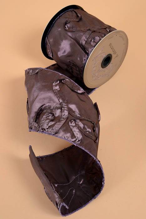 4" X 10yds Soutache Sheer Taffeta Wired Ribbon Lavender