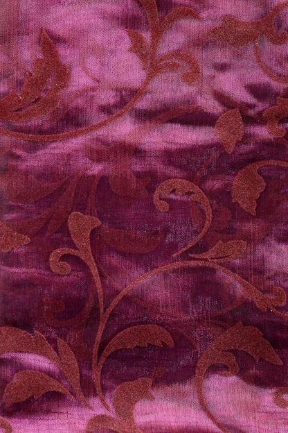25" X 3yds Sheer/flocked Damask Sheet Wine