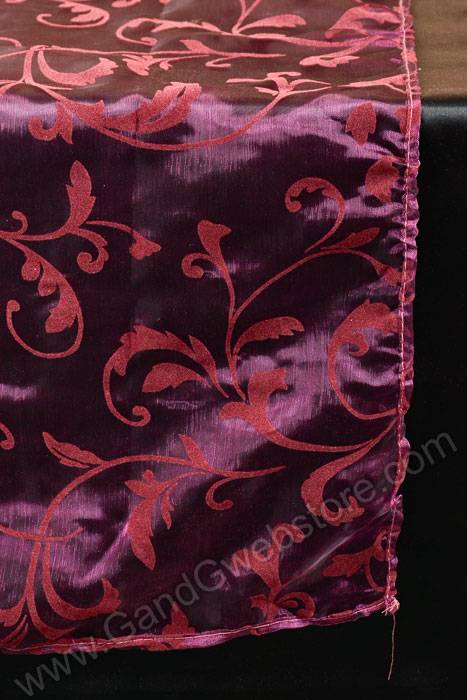 25" X 3yds Sheer/flocked Damask Sheet Wine