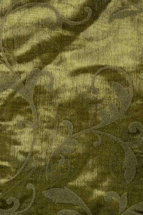 25" X 3yds Sheer/flocked Damask Sheet Moss Green