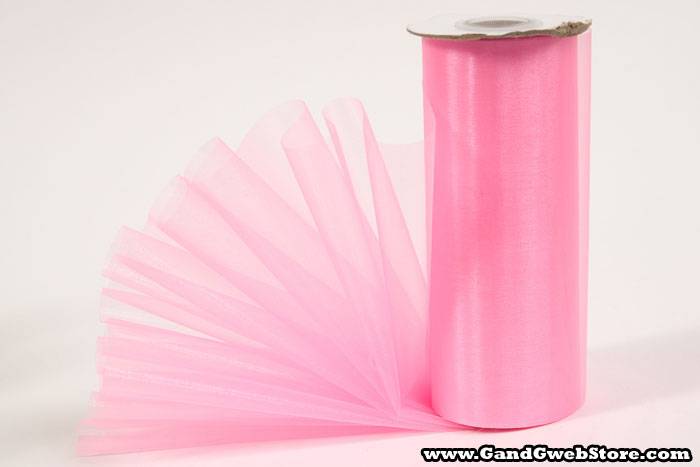 6" X 25yds Organza Hot Pink