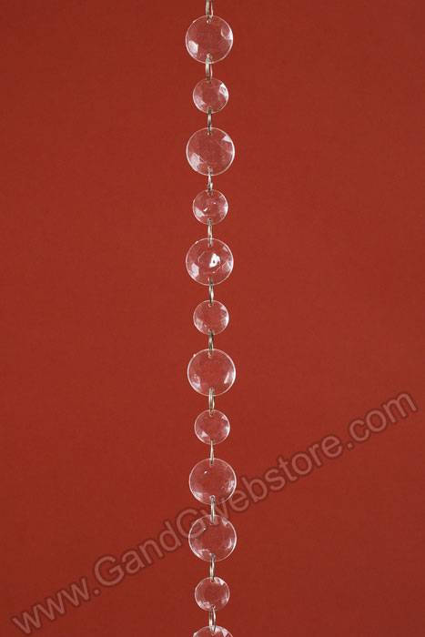78" Small &amp; Big Round Faceted Bead Garland Clear