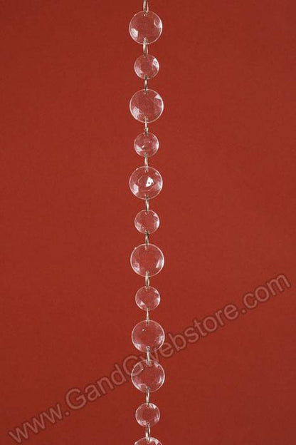 78" Small &amp; Big Round Faceted Bead Garland Clear