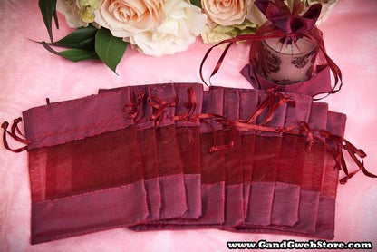 4" X 6â€ Sheer Pouches Bag Two Tone Burgundy Pkg/12