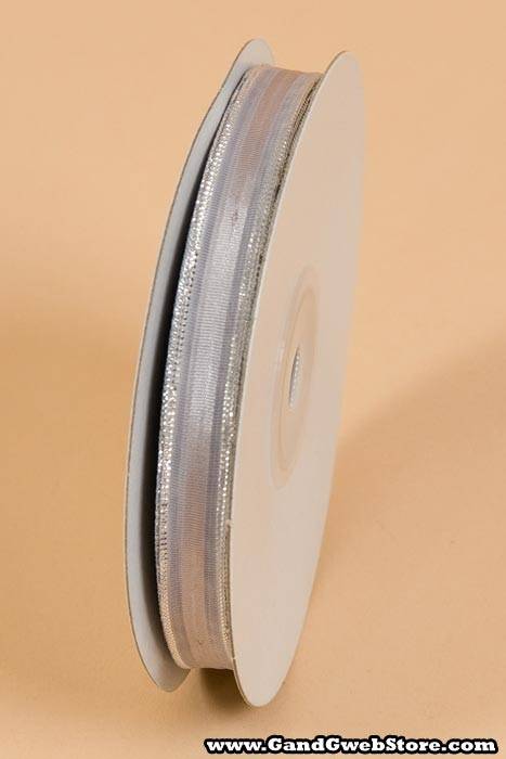 3/8" X 25yds Sheer Pull Bow W/silver Trim Silver