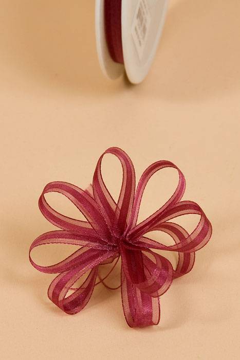 3/8" X 25yds Sheer Pull Bow Ribbon Burgundy