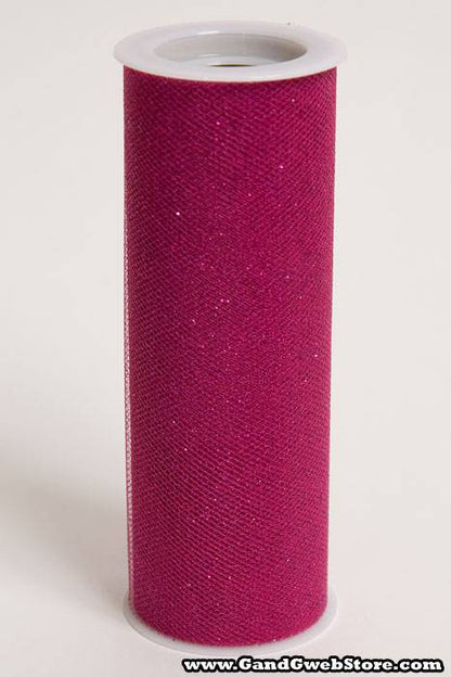 6" X 10yds Sparkle Tulle Hot Pink