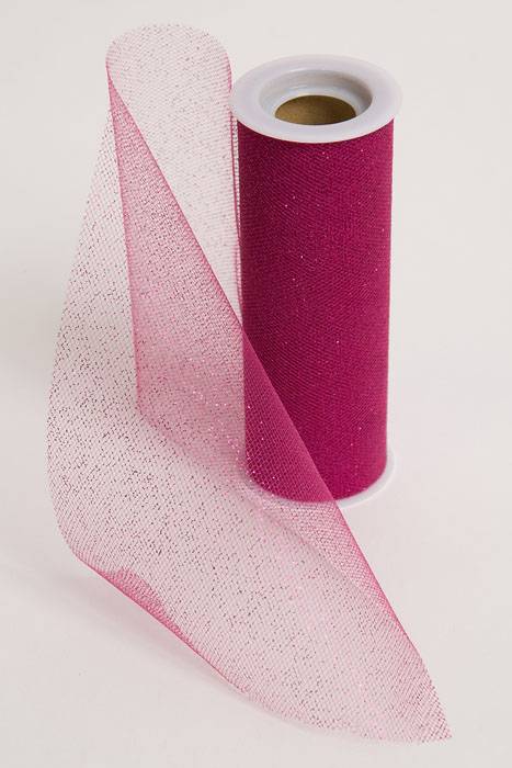 6" X 10yds Sparkle Tulle Hot Pink