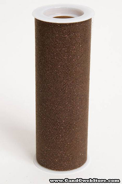 6" X 10yds Sparkle Tulle Brown