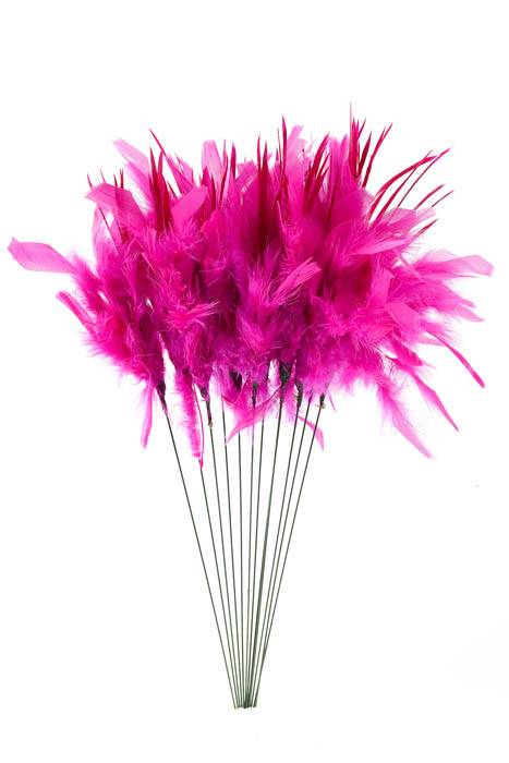 14" Owl Feather Spray Hot Pink Pkg/12