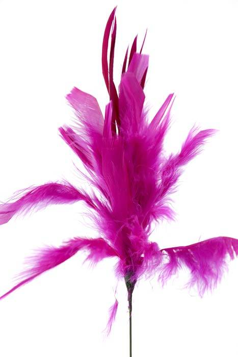 14" Owl Feather Spray Hot Pink Pkg/12