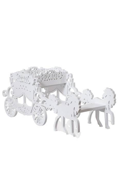 47 X19 X21.5"h Carved Carriage White