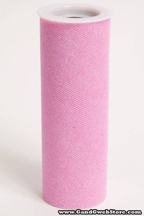 6" X 10yds Sparkle Tulle Pink
