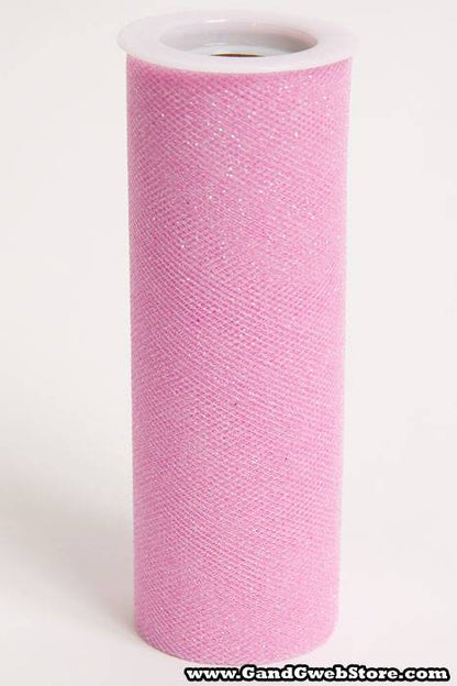 6" X 10yds Sparkle Tulle Pink