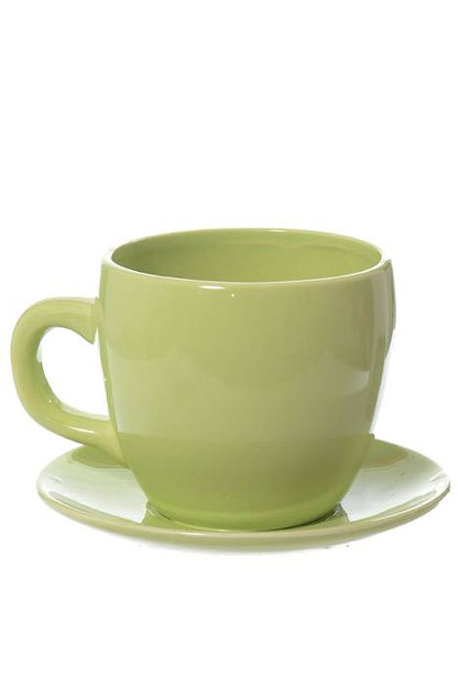 5" X 6.5" Cup/saucer Ceramic Pottery Green