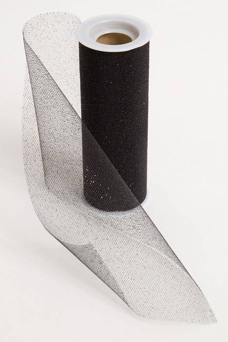 6" X 10yds Sparkle Tulle Black