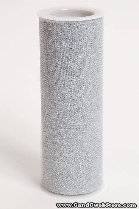 6" X 10yds Sparkle Tulle Silver