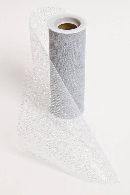6" X 10yds Sparkle Tulle Silver