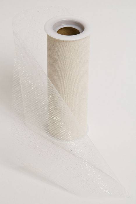 6" X 10yds Sparkle Tulle Ivory