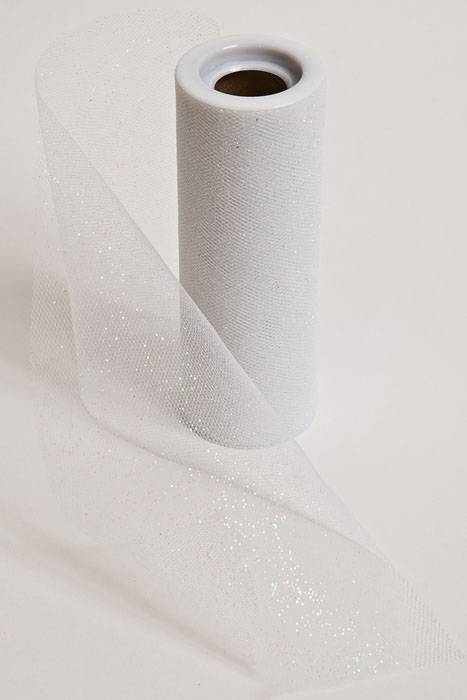 6" X 10yds Sparkle Tulle White