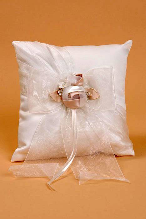 Ring Pillow W/bow Organza Ivory