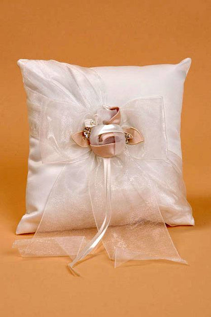 Ring Pillow W/bow Organza Ivory