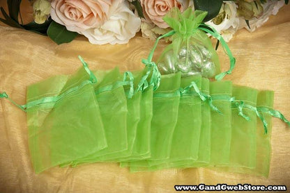 3" X 4" Organza Pouch Lime Pkg/12