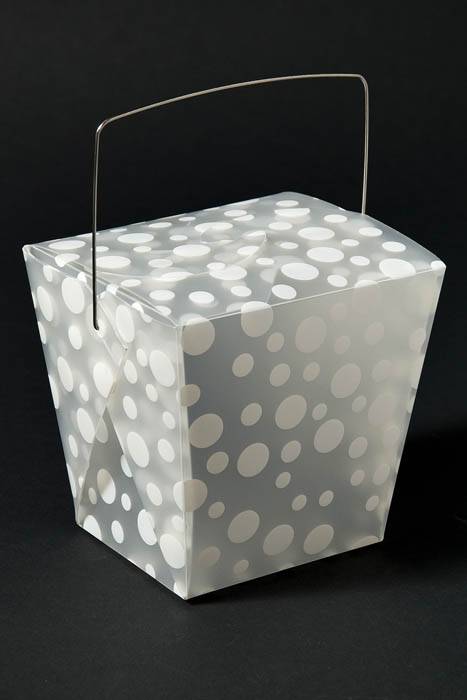 4" X 3.5" X 4" Take Out Box W/polka Dots White Pkg/12