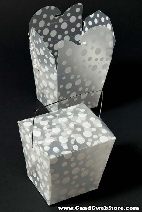 4" X 3.5" X 4" Take Out Box W/polka Dots White Pkg/12