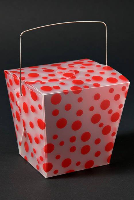 4" X 3.5" X 4" Take Out Box Red W/polka Dots Pkg/12