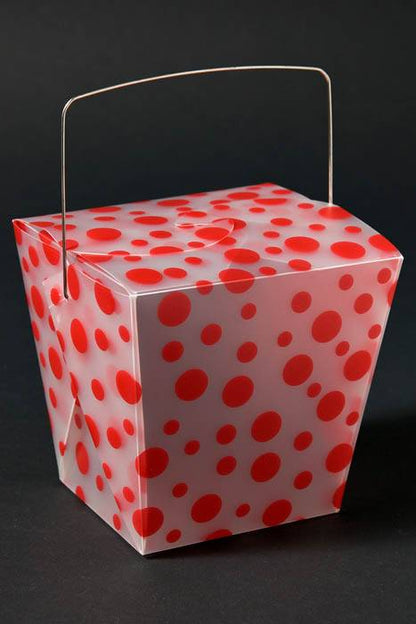 4" X 3.5" X 4" Take Out Box Red W/polka Dots Pkg/12