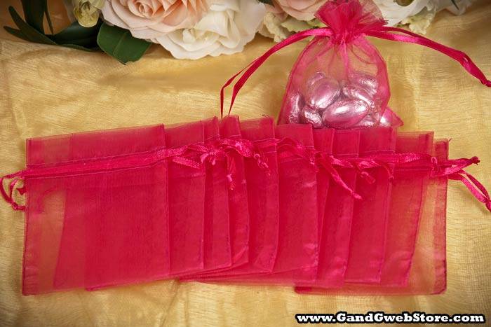 3" X 4" Sheer Pouches Bag Hot Pink Pkg/12