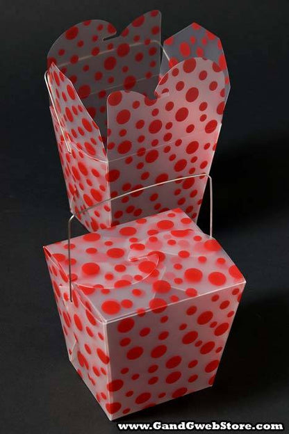 4" X 3.5" X 4" Take Out Box Red W/polka Dots Pkg/12