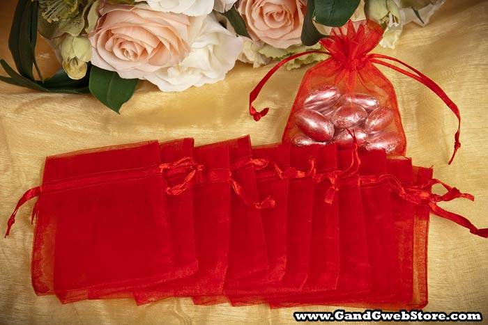3" X 4" Sheer Pouches Bag Red Pkg/12