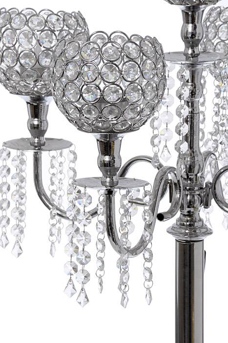 36" 5-light Candelabra  W/bead Silver