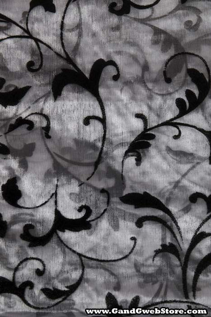 25" X 3yds Sheer Damask Sheet Black/white
