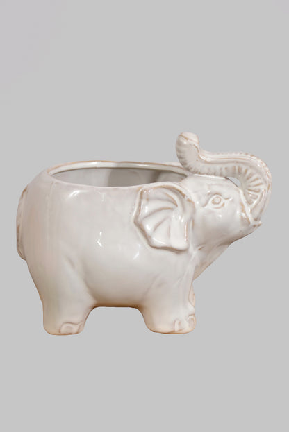 7" X 4.25" X 5.25" Elephant Pot White