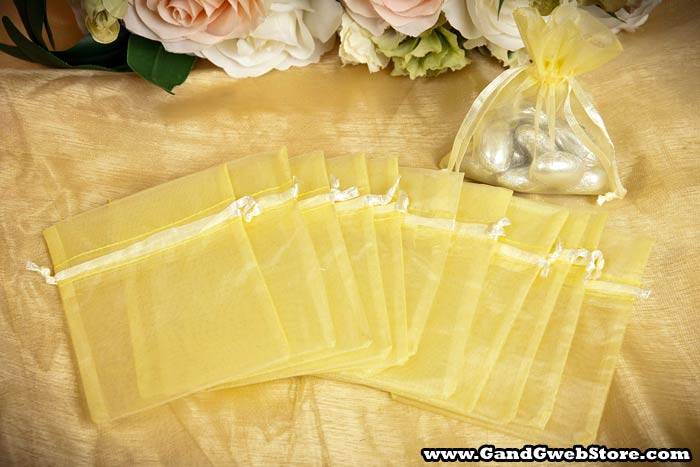 3" X 4" Organza Pouch Yellow Pkg/12