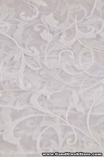25" X 3yds Sheer Damask Sheet White